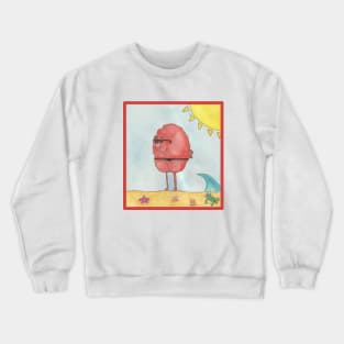 Cheeky Beach Monster Art Print - Playful Summer Decor Crewneck Sweatshirt